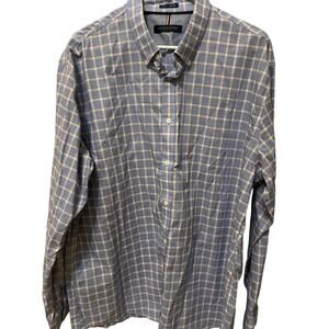 Tommy Hilfiger Men's Blue Plaid Long Sleeve Button Up Shirt Size 18 34/35 Preppy